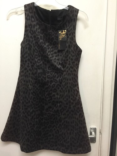 oh polly grey suede dress Aspen Draped Neck A-Line Mini Dress in Grey Print