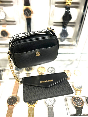 Michael Kors Maisie Small Leather 2 in 1 Camera Crossbody Bag (Black) Handbag MK
