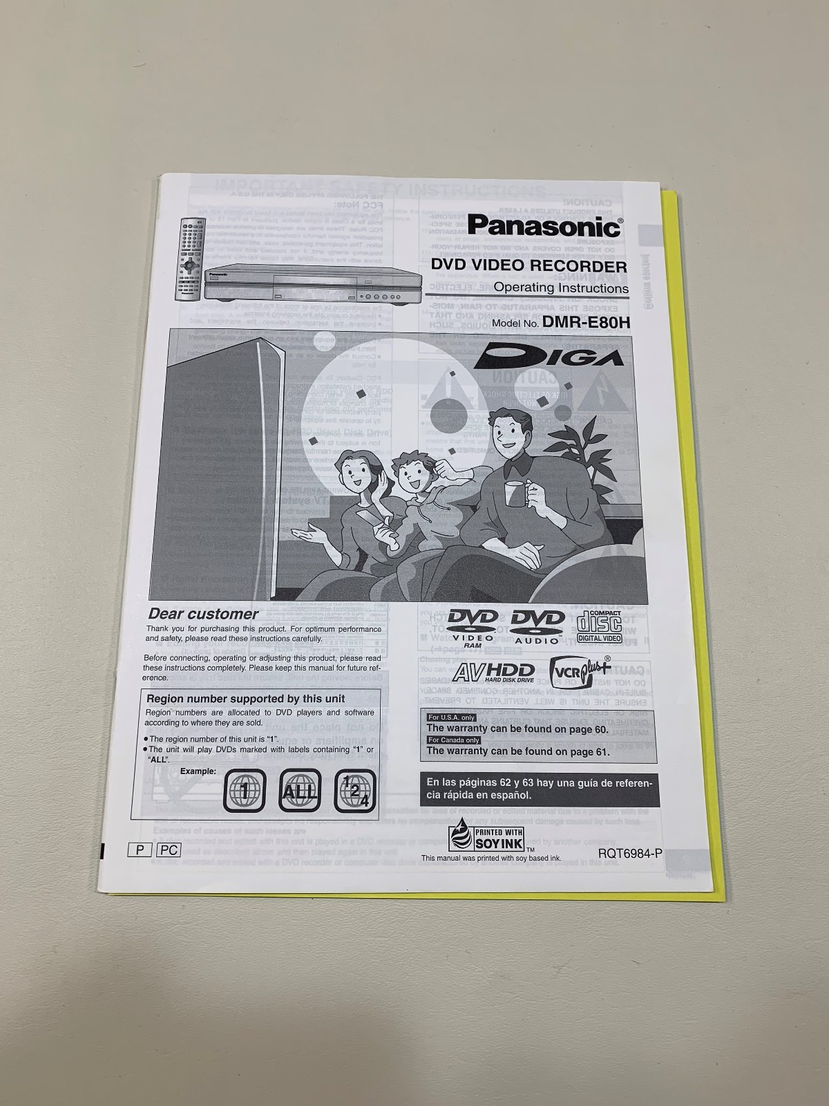 Panasonic DMR-E80H DVD Video Recorder / Player