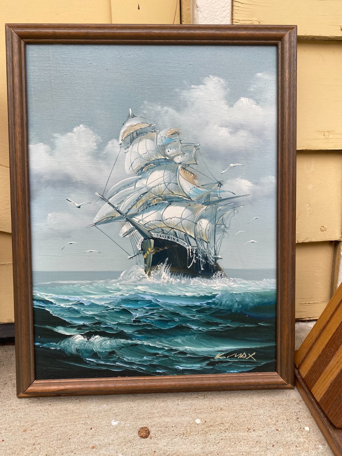 Original Vintage K. Max Oil Painting of Sailboat | eBay