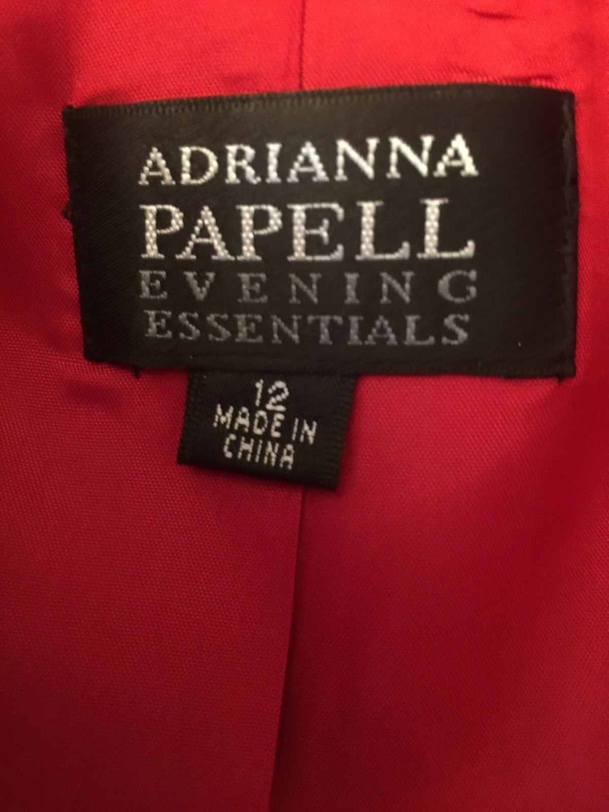 Adrianna Papell Ruffle Collar Shimmer Red Jacket 12 Blk Rhinestone Buttons