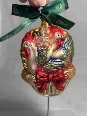 Waterford 12 Days of Christmas 3 FRENCH HENS Blown Glass Ornament w ribbon