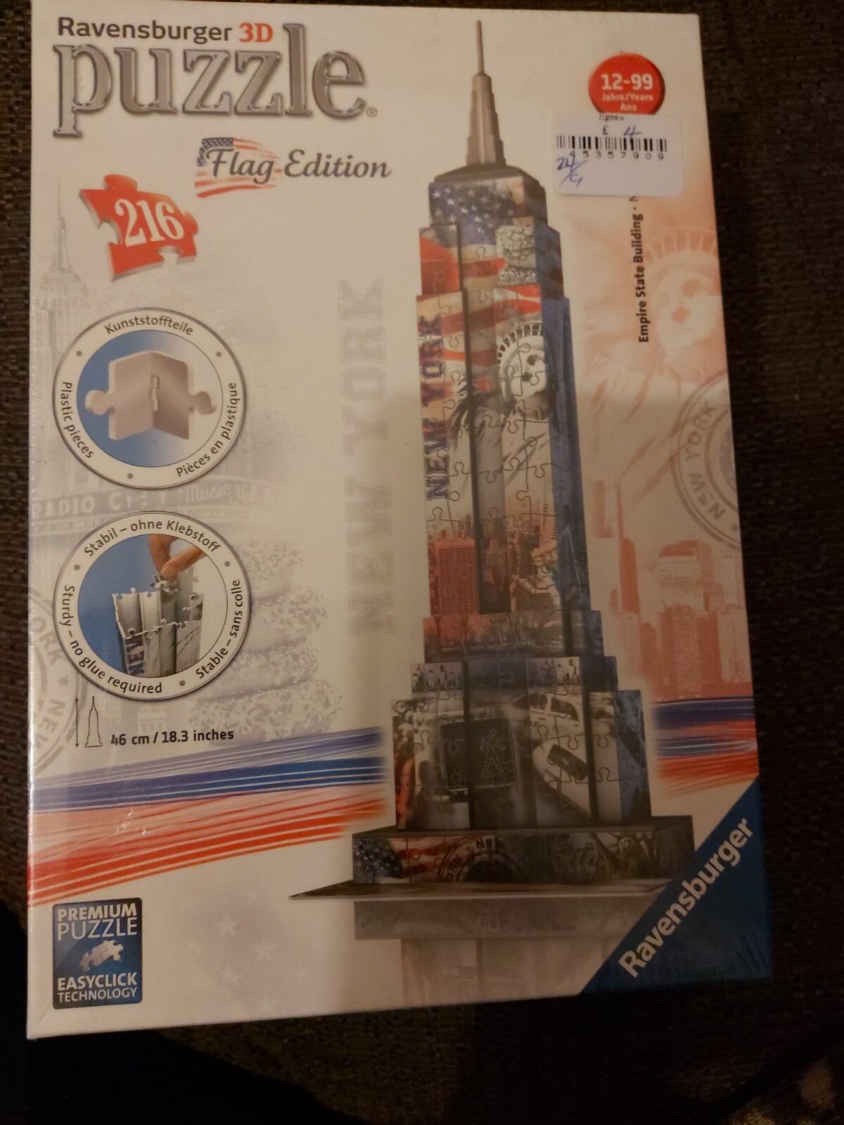 Empire State Building 3D Puzzle – Flag Edition, 216 Teile Mit Easyclick Technology