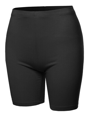 Basic Solid Premium Cotton Mid Thigh High Rise Biker Bermuda Shorts