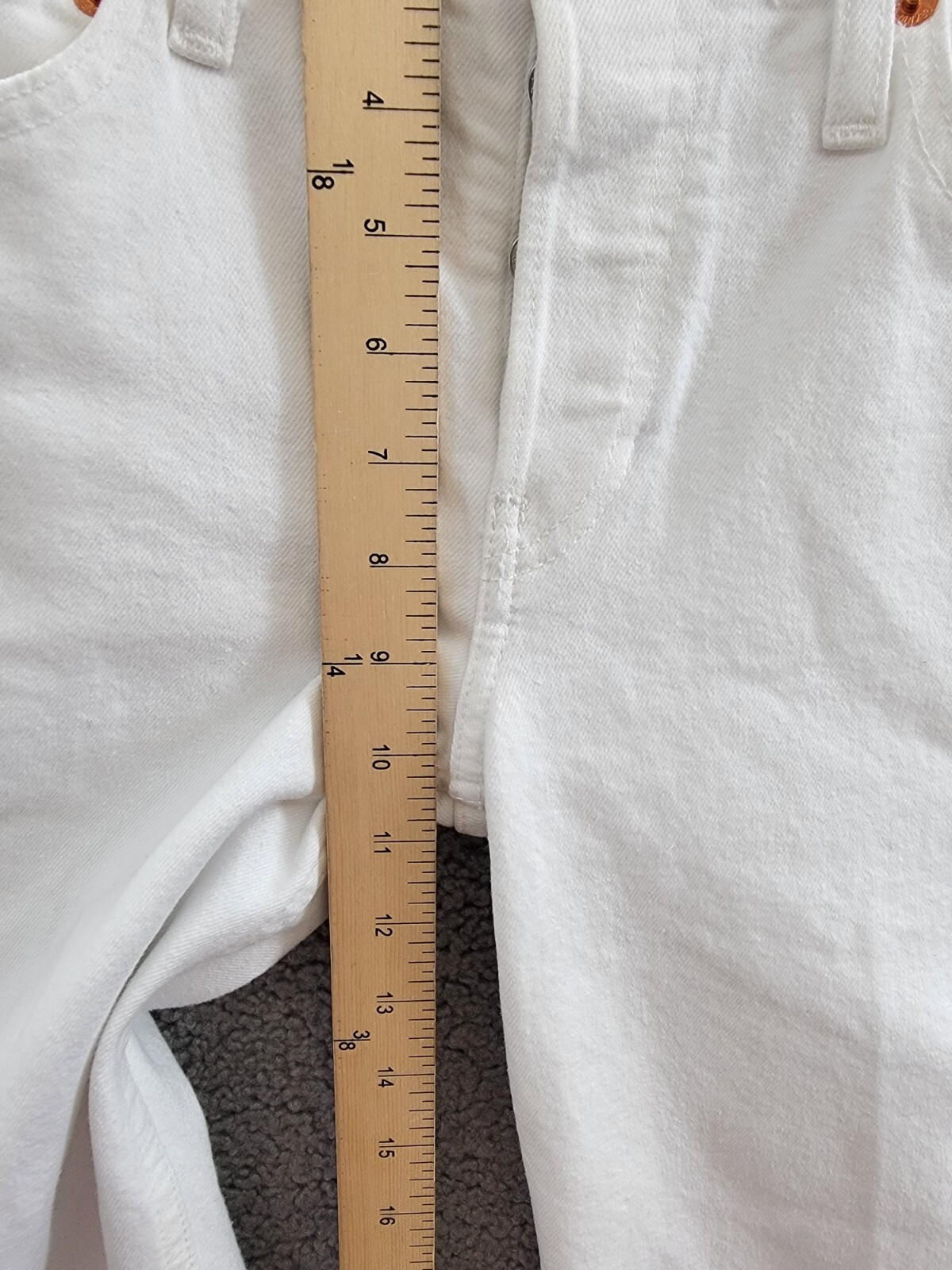 Re/Done Mid Rise Crop Wide Leg Jeans Women's 23 White Belt Loops Button Closure~ - Picture 8 of 18