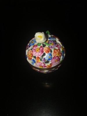 Herend Reticulated Ball Shaped Multicolored  Trinket Box