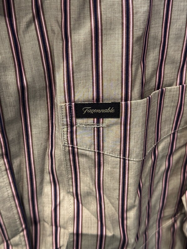 Faconnable Gray Stripe LONG SLEEVE SHIRT Large 16 x 34/35 | eBay
