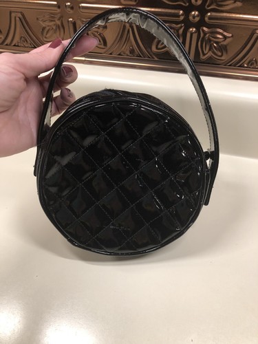 Childrens Place Girls Black Patent Round Bow Purse