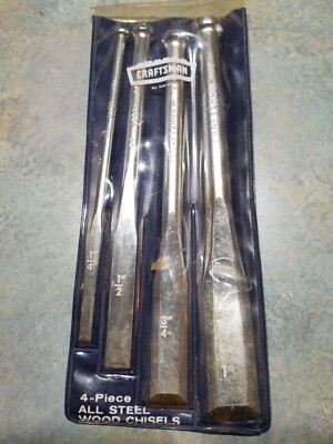 VINTAGE CRAFTSMAN TOOLS 9-36838 4-pc. WOOD CHISEL SET STEEL SHANK *FREE SHIPPING