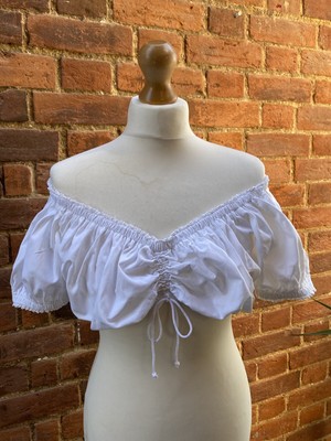 Vintage Stockerpoint Dirndl Trachten White Off Shoulder Milk Maid Top Blouse 12