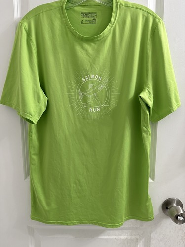 ウェア patagonia Men's Wild Salmon T-Shirt Patagonia Men's Lime Green 24th Annual Salmon Run T-Shirt
