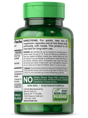 Echinacea Goldenseal 1400mg | 100 Capsules | Vegetarian | by Nature's Truth