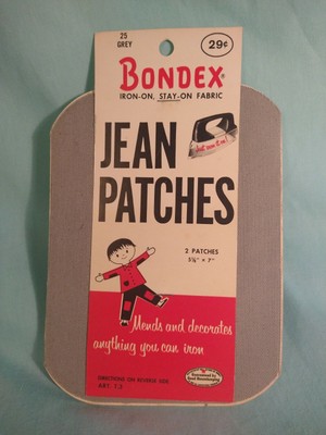 Vintage Bondex Iron-on Jean Patches Advertising Sewing Notions 25 Grey gray NWT