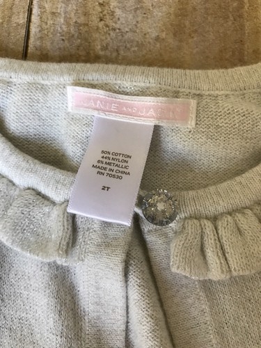Janie And Jack Girls Silver Color Cardigan. Size 2t