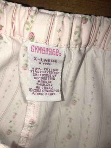 Vintage Gymboree Girls Pink Striped Rose Print Floral Pleated Skirt Sz 6