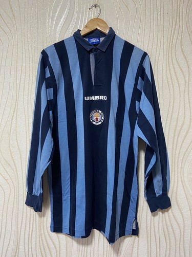 MANCHESTER CITY 90s FOOTBALL SOCCER POLO SWEATSHIRT UMBRO