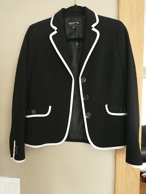 Jones New York Collection Stretch Blazer Black /White Size 2
