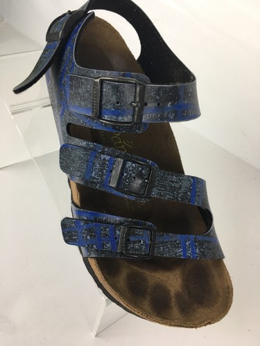 PAPILLIO BIRKENSTOCK STUNNING SIGNATURE Blue Black SANDALS Sz 8 (ssw2)