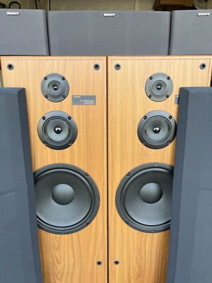 Rare Vintage Sony SS-U 531AV Floor Speakers 12'' Woofers 3-way + 3 Add Surround