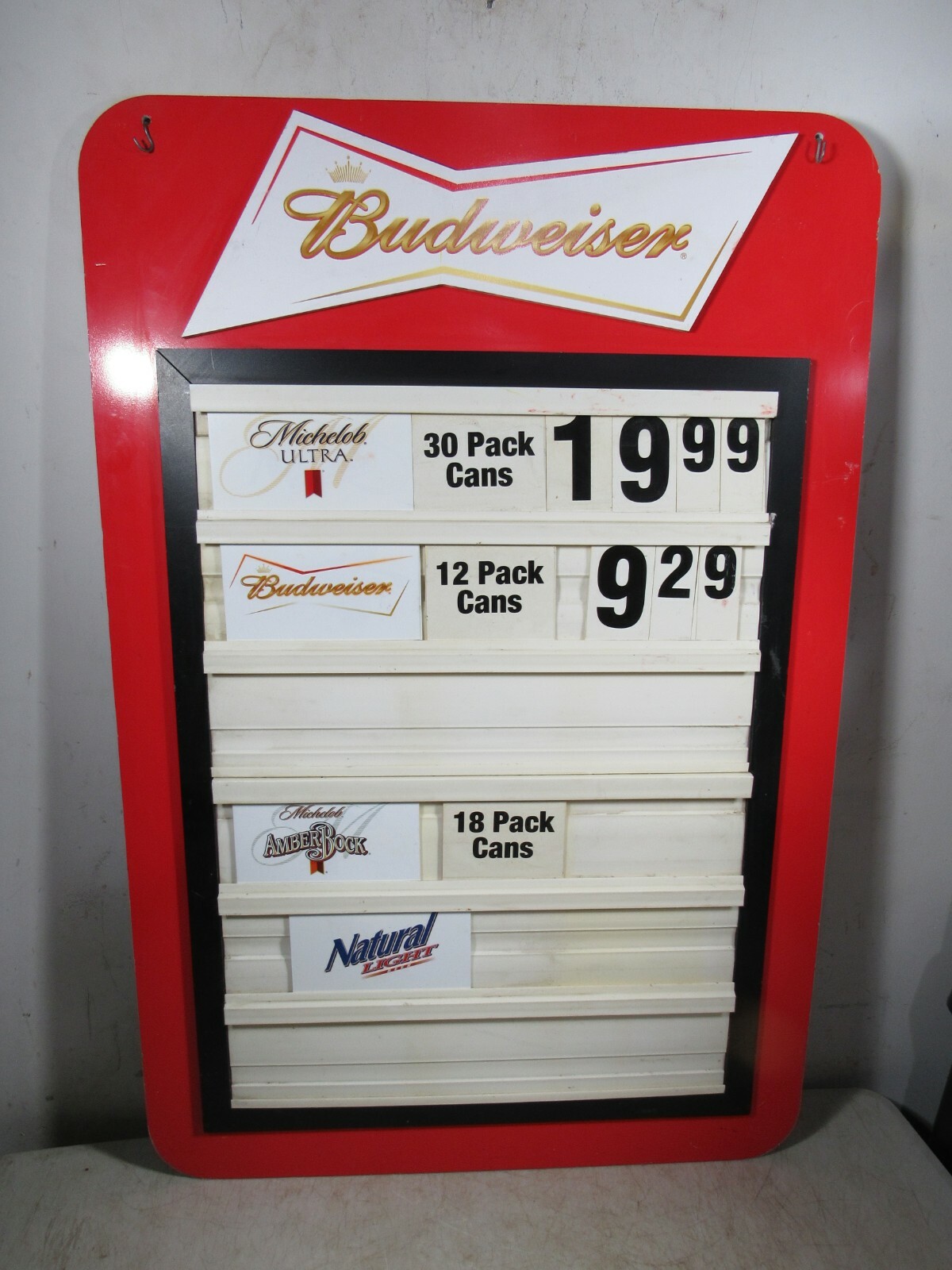 Large Vintage Budweiser Bud Light Beer Liquor Store Menu
