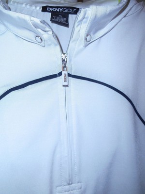 DKNY GOLF Men's White top, size XL, short sleeve , zipper front, NWOT