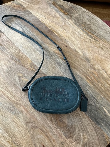 COACH Oval Camera Crossbody Bag With Horse And Carriage C4056 QB/Forest GreenNWT