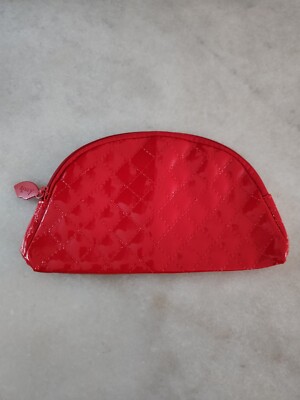 Ipsy Glam Bag Red Shiny Cosmetic Makeup Bag Clutch Zipper NEW Unused