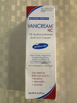 VANICREAM HC Anti-Itch Cream For Sensitive Skin Non-Comedogenic Formula 2 Oz