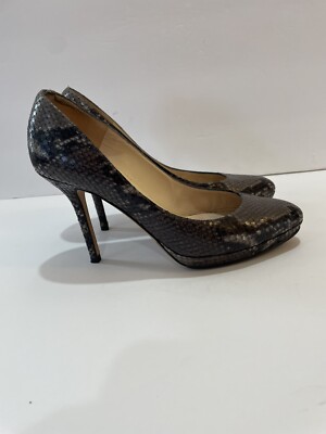 Jimmy Choo London Python Snake Black Gray Toe Pumps - Size 7.5