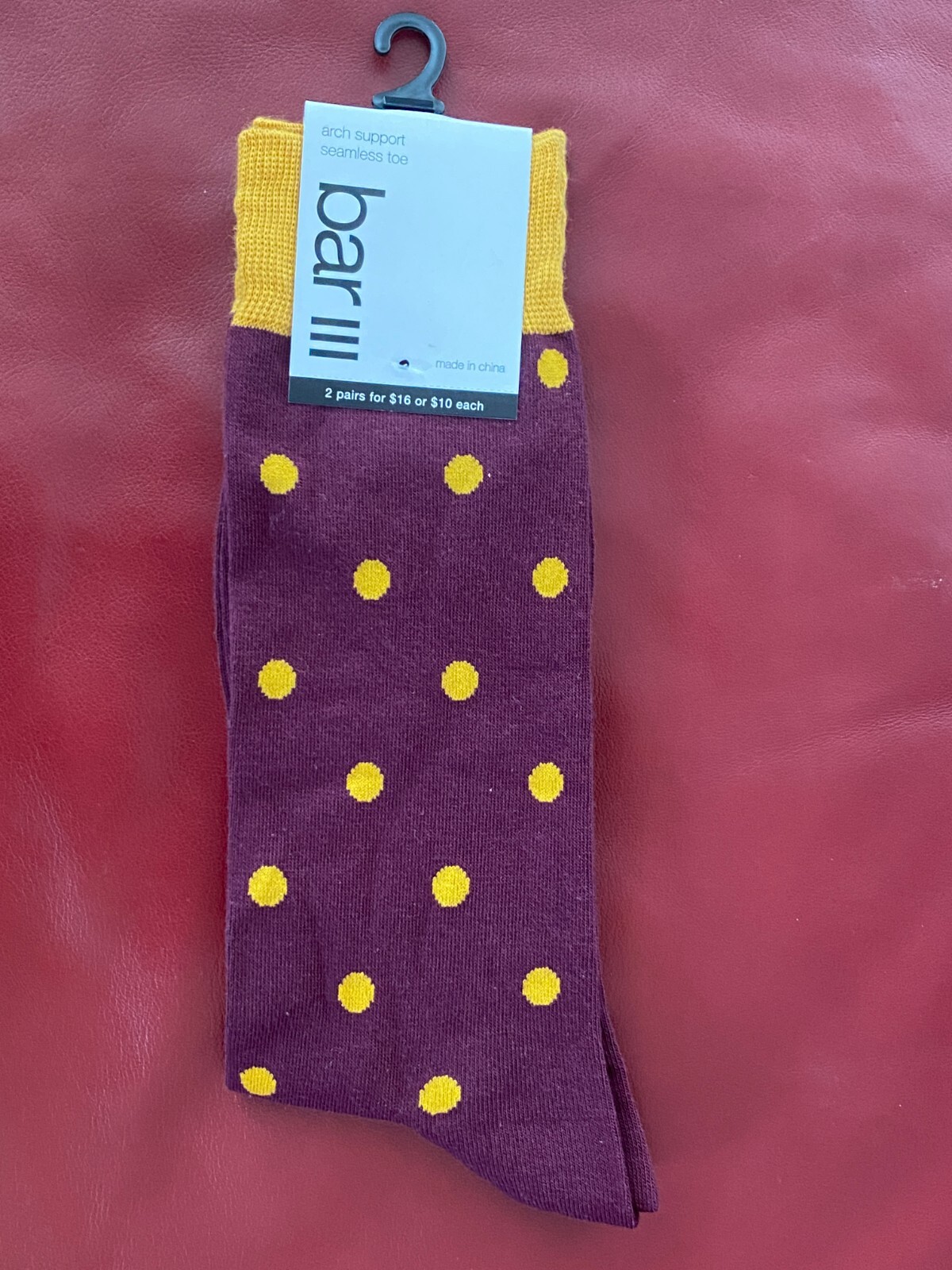 | 1 Pair | Burgundy Yellow Multi | Shoe 7-12 Sock 10-13