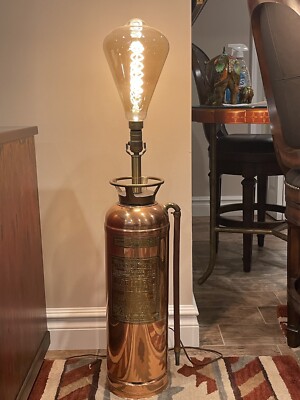 VTG Antique Fire Extinguisher Copper Brass  Lamp