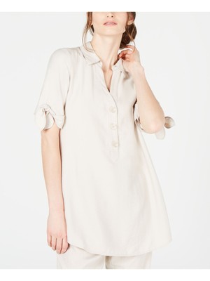 

Женская бежевая туника Henley с завязками на рукавах ALFANI. Размер верха, Бежевый