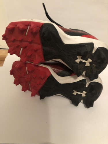 Toddler Boys Size 8 High Top Under Armour Cleats Red And Black Baseball