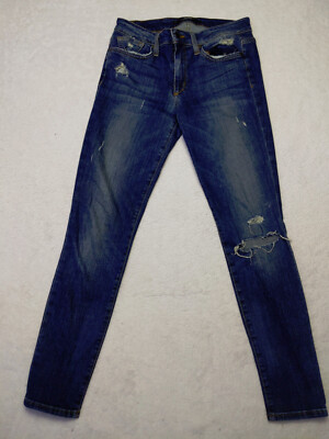 Joes High Water Womens 25 0 Blue Jeans Skinny Low Rise Destroy Dark Wash Denim