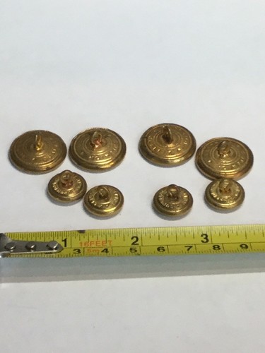 Vintage Lot Of 8 Superior Quality Gold Color Uniform Buttons