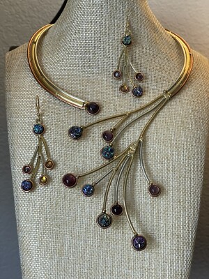 Tara Mesa mystic topaz & druzy collar Necklace and earrings set