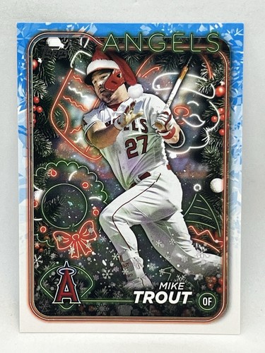 2024 Topps Holiday MIKE TROUT #H27 SP Santa Hat Image
