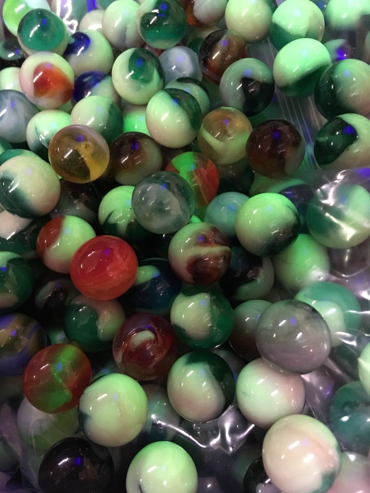 15 ULTRAVIOLET VASELINE URANIUM Multicolored Marbles