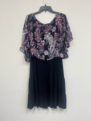 Connected Apparel Chiffon Overlay A-Line Dress Size 14