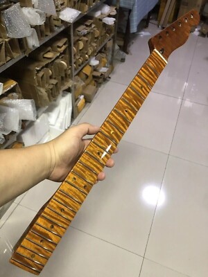4A 22fret Tiger Roasted flame Maple Electric Guitar Neck for TL Tele Replacement