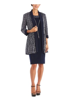 

R-M RICHARDS PETITE Женский темно-синий кардиган с рукавами 3/4 и открытым передом Petites, Navy