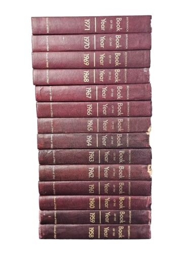 Vintage Encyclopedia Britannica Set Of 14 Book Of The Year 1958-1971 Vintage Encyclopedia Britannica Set Of 14 Book Of The Year 1958-1971