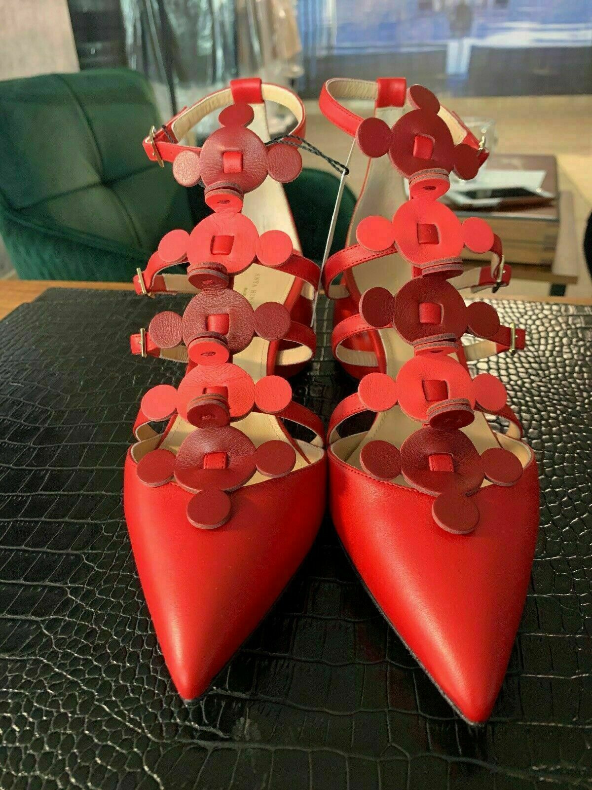 ANYA HINDMARCH ANYA HINDMARCH CAGE SANDAL POINTY APEX PUMP SANDALEN MULES FLATS SHOES SCHUHE 37