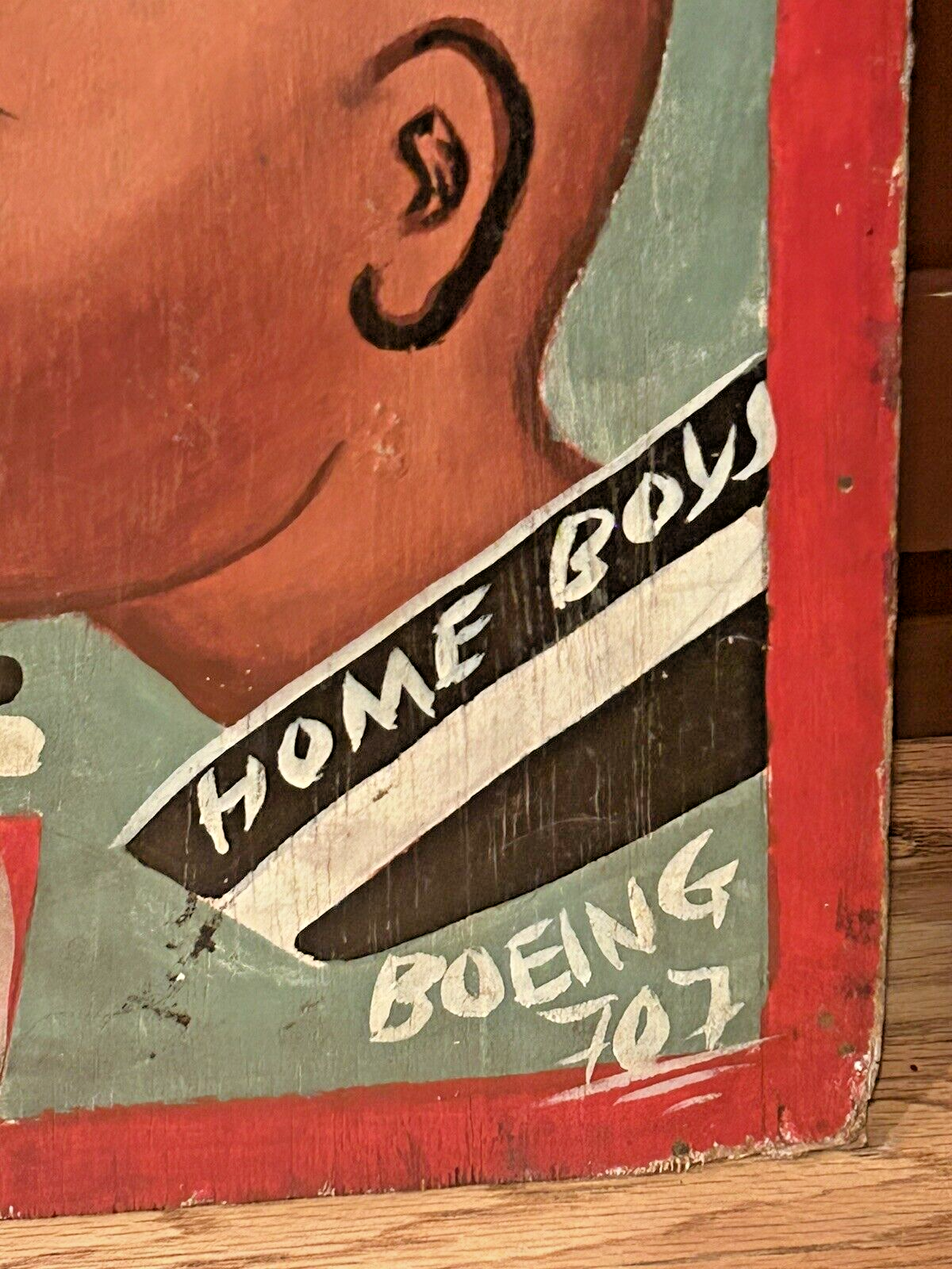 Hand-Painted Barbershop Sign from Ghana, Africa Outsider/Naive/Folk Art  Vintage