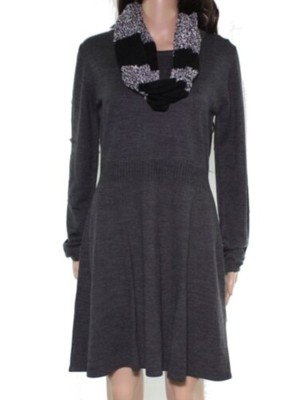 

BCX DRESS Womens Grey Jewel Neck Short Fit + Flare Dress Juniors, Серый