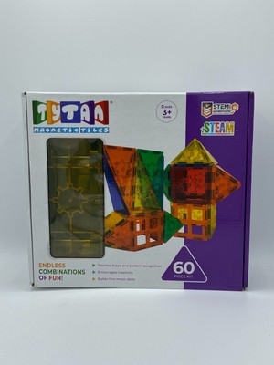 Tytan Magnetic Tiles 60 Piece Kit - STEM learning with magnets, shapes, patterns