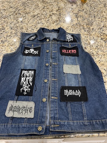 Battle Vest Jacket Custom Metal Bands Size Xtra Large. | eBay