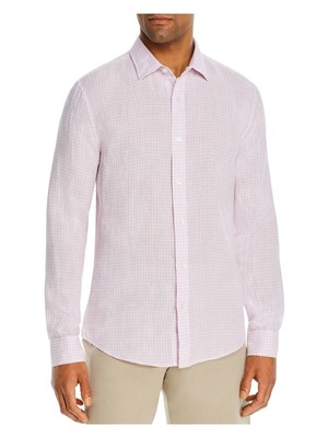 Дизайнерская брендовая мужская повседневная рубашка в розовую клетку с длинным рукавом на пуговицах M