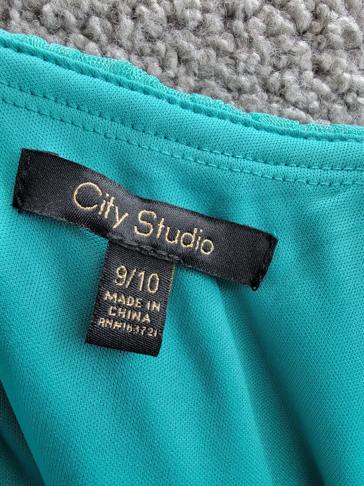 City Studio Jewel-Strap Glitter-Tulle Dress Juniors 9/10 Seafoam Belted Back Zip - Picture 8 of 16