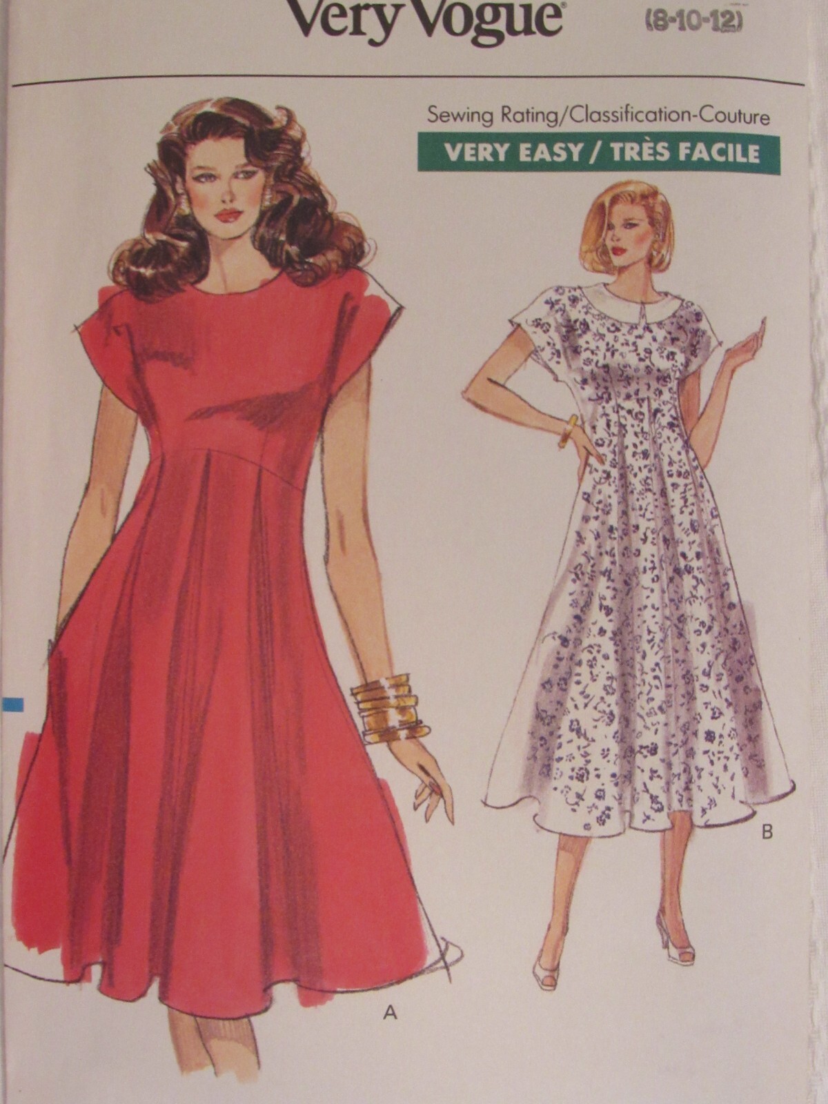 x-rare-oop-vogue-7430-misses-flared-dress-in-2-lengths-pattern-8-10-12-uc-ebay